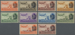 * Ägypten: 1953: Group Of 10 AIR Stamps All Overprinted 6 BARS (= Double Ovpt.), Mint Lightly Hinged. - 1915-1921 British Protectorate