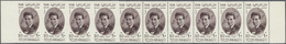 ** Ägypten: 1958 'Sayed Darwish' 20m. Complete Horiz. Row Of 10, The First Four Stamps IMPERFORATED, The 5th Stamp IMPER - 1915-1921 British Protectorate