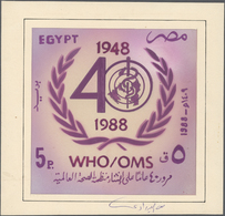 Ägypten: 1988. Artist's Drawing For The Issue WHO, 40th ANNIVERSARY Showing A Non Adopted Design. Acrylic On Card With I - 1915-1921 British Protectorate