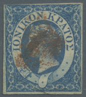 O Ionische Inseln: 1859. 1 Penny, Blau, Voll Bis Bereitrandig, Entwertet Mit Rotem, Stummen Stempel, Sogenannter - Isole Ioniche