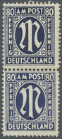 (*) Bizone: 1945, Freimarken AM-Post 80 Pfg., Deutscher Druck Als Thobe-Fälschung Im Senkrechten Zusamme - Other & Unclassified
