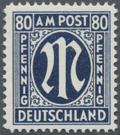 ** Bizone: 1946, 80 Pf AM-Post Schwarzblau Mit Plattenfehler II "N In DEUTSCHLAND Rechts Unterhalb Der - Andere & Zonder Classificatie