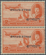 ** Ägypten - Besetzung Von Palästina: 1948 AIR 2m. Vermilion Variety OVERPRINT INVERTED, Vertical Pair, Mint Never Hinge - Other & Unclassified