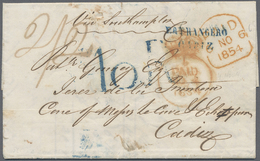 Br Irland: 1854. Stampless Envelope Written From Dublin Dated '4th Nov 1854' Addressed To Jerez De La Frontera Ca - Covers & Documents