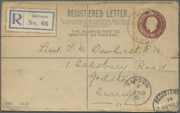GA Irland: 1916. Great Britain Registered Postal Stationery Envelope 3d Brown (tropical) Cancelled By Bollinadee/ - Storia Postale
