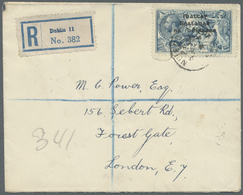 Br Irland: 1922, 2´6 Sc Bis 10 Sc Freimarken Mit Vierzeiligem Aufdruck, Je Auf Kleinem R-Brief Nach London, Mit A - Covers & Documents