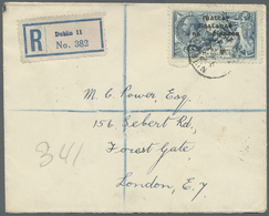 Br Irland: 1922, 2´6 Sc Bis 10 Sc Freimarken Mit Vierzeiligem Aufdruck, Je Auf Kleinem R-Brief Nach London, Mit A - Storia Postale