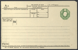 GA Irland - Ganzsachen: 1922, Postal Stationery Telegramm 1 Sh. Green (A 1), Unused, Central Vertical Fold, Other - Postal Stationery