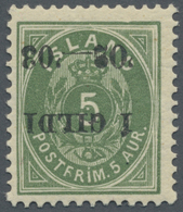 ** Island: 1902, Gildi Overprints, 5a. Green, Perf. 12¾, INVERTED Black Overprint, Bright Colour, Well Perforated - Other & Unclassified