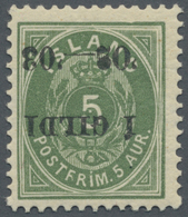 ** Island: 1902, Gildi Overprints, 5a. Green, Perf. 12¾, INVERTED Black Overprint, Bright Colour, Well Perforated - Autres & Non Classés