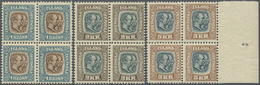 ** Island: 1907, Definitives Frederik/Christian, 1kr., 2kr. And 5kr., The Three Top Values Each As Block Of Four, - Other & Unclassified