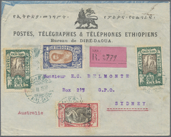 Br Äthiopien: 1927. Registered Envelope (small Opening Faults)headed 'Postes, Telegraphes & Telephones Ethiopiens/Bureau - Ethiopia