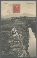 Island: Ca. 1908, Hrafnagjá, Pingvellir Und Island Landpósturinn, Drei Historische Ansichtskarten, Alle Postal - Other & Unclassified