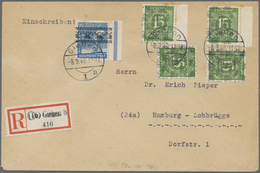 Br Bizone: 1948, 4 Stück 15 Pfg Ziffer Grün Mit Netzaufdruck (davon 2x Teilaufdr. Rechts Randst.) MiF A - Autres & Non Classés