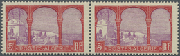 ** Algerien: 1926, 5fr. Red/violet, Horiz. Pair, Left Stamp Showing Variety "ALCERIE", Unmounted Mint. Maury 56c - Algeria (1962-...)