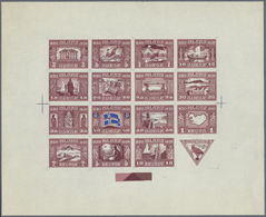 Island: 1930, Composite Die Proof Sheet In Dark Violett Of Complete Set Of 16 Values With All 3 Plates And Fla - Autres & Non Classés