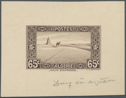 (*) Algerien: 1936/1937, 65c. "Halte Saharienne", Epreuve D'artiste In Sepia, Sized 5,8:4,5 Cm, With Signature. Maury Re - Algeria (1962-...)