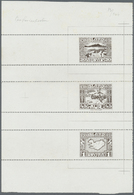 (*) Island: 1930, Cardboard Proof Of Design Plate Of 30 A., The Unisssued 45 A. And The 1 Kr., All In Black On Nor - Other & Unclassified