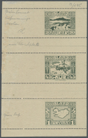 (*) Island: 1930, Cardboard Proof Of Design Plate Of 30 A., The Unisssued 45 A. And The 1 Kr., All In Olive Green, - Altri & Non Classificati