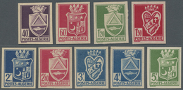 ** Algerien: 1942, Coat Of Arms Nine Different IMPERFORATE Stamps, Mint Never Hinged And Signed Brun - Algeria (1962-...)