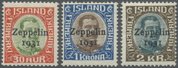 * Island: 1931, Zeppelin Complete Set Of Three Values With Overprint, Hinged, Fresh And Very Fine, M€ For Mint 2 - Other & Unclassified