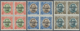 **/* Island: 1931, Airmails Zeppelin, Complete Set As Blocks Of Four, One Stamp Of 1kr. Showing Variety "bulge To T - Other & Unclassified