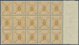 ** Island - Dienstmarken: 1896, 3a. Ocre, Perf. 12¾, Marginal Block Of 15, Bright Colour, Well Perforated, Unmoun - Servizio