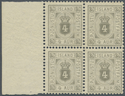 ** Island - Dienstmarken: 1900, 4a. Grey, Marginal Block Of Four, Bright Colour, Well Perforated, Unmounted Mint, - Officials