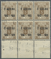 ** Island - Dienstmarken: 1902, Gildi Overprints, 5a. Brown, Perf. 12¾, Bottom Marginal Block Of Four With DOUBLE - Officials