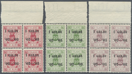 ** Island - Dienstmarken: 1904, Berne Printing, 3a. To 50a., Complete Set As Top Marginal Blocks Of Four, Perf. 1 - Officials