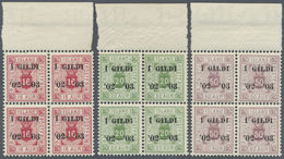 ** Island - Dienstmarken: 1904, Berne Printing, 3a. To 50a., Complete Set As Top Marginal Blocks Of Four, Perf. 1 - Servizio