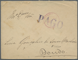 Br Angola: 1894 (16.5.), Stampless Domestic Cover With Red LOANDA Cds. And Large Violet Single-line 'PAGO' Hs. On Front  - Angola