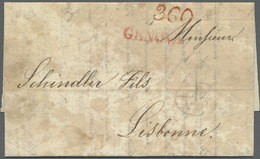 Br Italien - Vorphilatelie: 1834, CHOLERA-Faltbrief Mit Rotem L1 "GENOVA" Nach Lissabon Mit Rotem Tax-L1 "360" So - 1. ...-1850 Prephilately