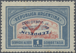 * Argentinien: 1930, Graf Zeppelin 1 P. With Inverted Overprint, Unused, One Spot, Otherwise Fine, Signed, Rare - Altri & Non Classificati