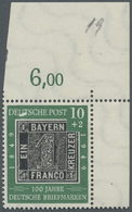 ** Bundesrepublik Deutschland: 1949, 10 Pfg. 100 Jahre Dt. Briefmarken Aus Der Rechten Oberen Bogenecke - Andere & Zonder Classificatie