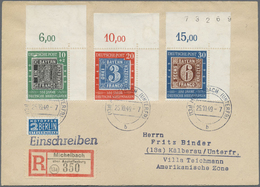 Br Bundesrepublik Deutschland: 1949. R-Brief Mit Kpl. Eckrand-Satz "100 Jahre Dt. Briefmarken". Dabei D - Andere & Zonder Classificatie