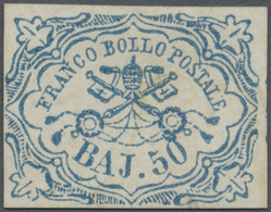 (*) Italien - Altitalienische Staaten: Kirchenstaat: 1852, 50baj. Light Blue, Fresh Colour, Close To Full Margins, - Stato Pontificio