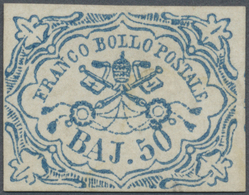 (*) Italien - Altitalienische Staaten: Kirchenstaat: 1852, 50baj. Light Blue, Fresh Colour, Close To Full Margins, - Papal States