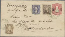 GA Argentinien - Ganzsachen: 1891. Registered Postal Stutionery Envelope 5 On 3c Red Upgraded With Yvert 74, 1c Brown, Y - Postal Stationery