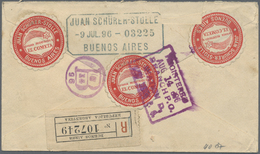 GA Argentinien - Ganzsachen: 1898, Two "Avis De Reception" Stationery Envelopes 5 C Rose, Both Uprated (+31 C And +43 C) - Entiers Postaux