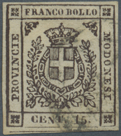 O Italien - Altitalienische Staaten: Modena: 1859, Provisional Government, 15 Cent Brown "Arms Of Savoia" Used, - Modena