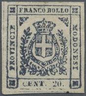 * Italien - Altitalienische Staaten: Modena: 1859, 20c. Slate, Fresh Colour, Full Margins, Mint O.g. With Hinge - Modena