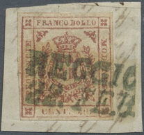 Brrst Italien - Altitalienische Staaten: Modena: 1859: Provisional Government, 40 Cent. Carmine Tied By Rare Two Lin - Modena