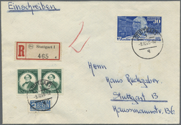 Bundesrepublik Deutschland: 1949, 30 Pf Stephan (UPU) Mischfrankatur Mit FZ-Baden 10 Pf C. Kreuzer I - Altri & Non Classificati
