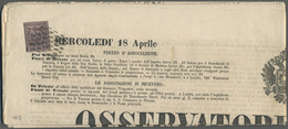 Br Italien - Altitalienische Staaten: Modena - Zeitungsstempelmarken: 1855, 9c. Grey-lilac With Well Margins On T - Modena