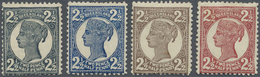 * Queensland: 1898 (ca.), QV 2½d With Figures In All Corners In Four Different COLOUR PROOFS In Greyish-green, Dark Blue - Storia Postale