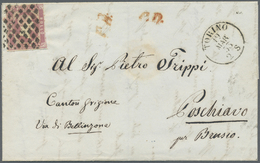 Br Italien - Altitalienische Staaten: Sardinien: 1853, 40 C. Dull Rose Single, Separated By Hand With Minor Fault - Sardinia