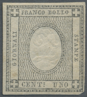 (*) Italien - Altitalienische Staaten: Sardinien: 1861, 1 Cent. Black With Error "digit 2", Unused, Partial Gum (t - Sardegna