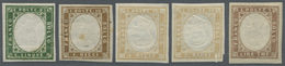 * Italien - Altitalienische Staaten: Sardinien: 1855/63: Forth Emmision: 5 Stamps All With Inverted Centerpiece - Sardegna