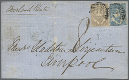 Brrst Victoria: 1854, Qween Victoria 2 D. Grey-purple And 3 D. Blue Tied By Barred Oval Pmks. "22-V" To Front With Handw - Lettres & Documents